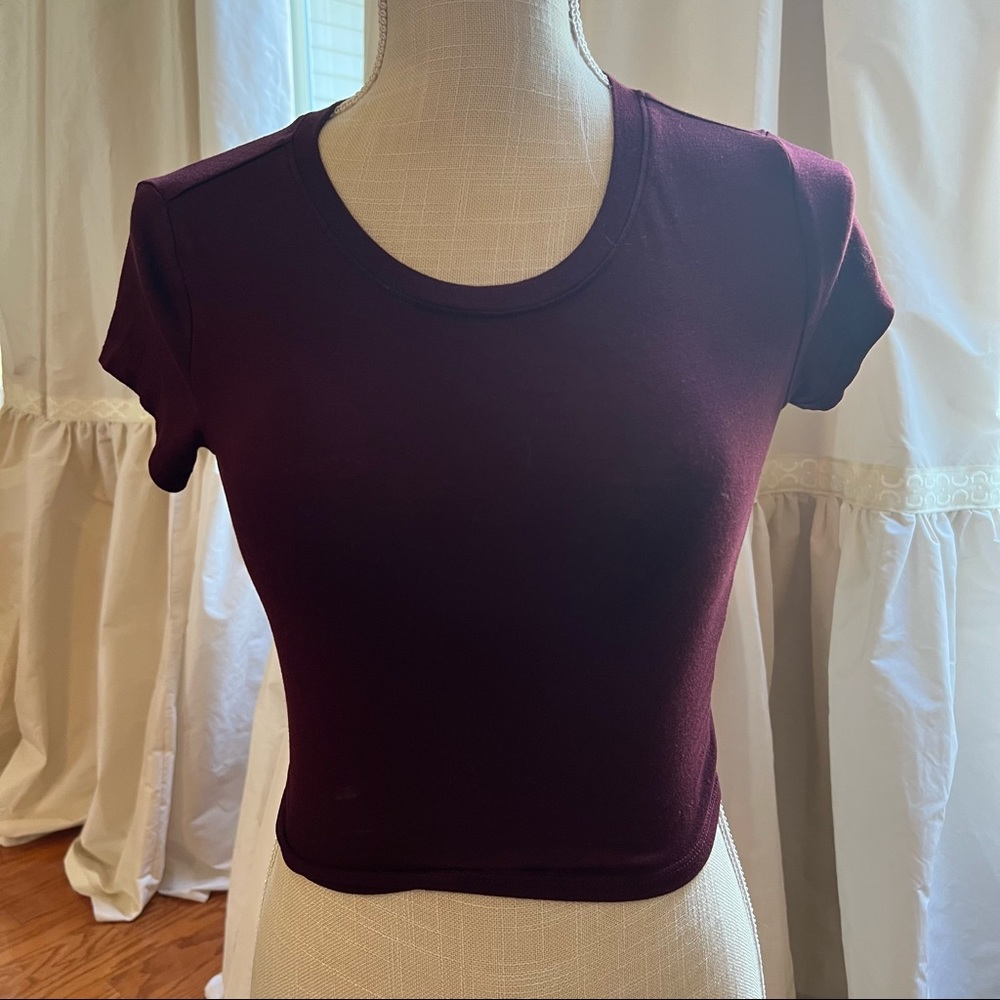 Forever 21 burgundy cropped size small  tee